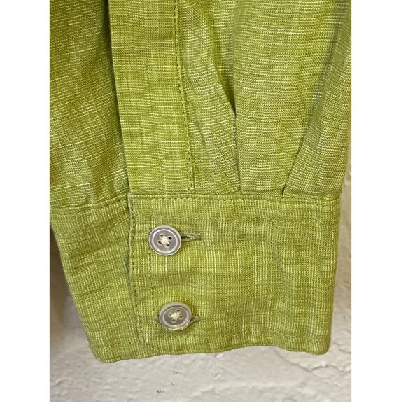TOMMY BAHAMA LINEN BRIGHT GREEN RESORTWEAR VACATION ESSENTIAL TOP - Large - Picture 4 of 5